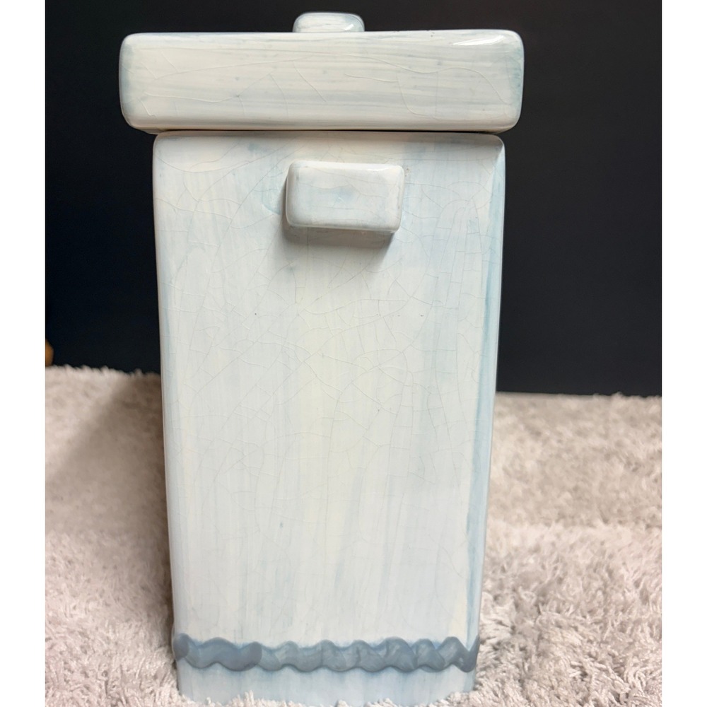 MSRF Inc Vintage Blue White Ceramic Cookies Jar with Lid 1990's Cotttagecore - Picture 4 of 16